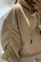 SUPER WHOLESALE | Ruffle Cuff Oversize Hoodie Top