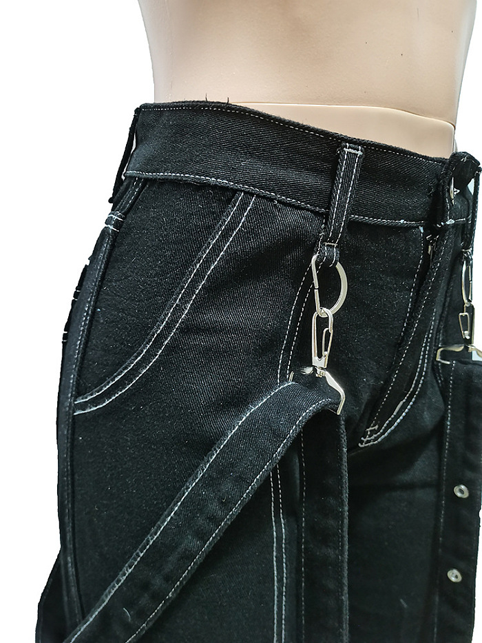 SUPER WHOLESALE | Strap Cargo Pants in Black