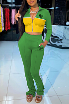 SUPER WHOLESALE | Pink Tow Tones Tracking Suit in Green & Yellow