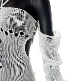 SUPER WHOLESALE | Knitted Hollow-out Ruffle Bottom Halter Jumpsuit