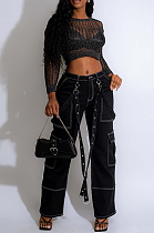 SUPER WHOLESALE | Strap Cargo Pants in Black