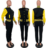 SUPER WHOLESALE | Two Tones Jacket Top & Jogger Pants in Black