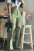 SUPER WHOLESALE | PATCHWORK CUT OUT HIGH WAIST STRAIGHT LEG PANTS