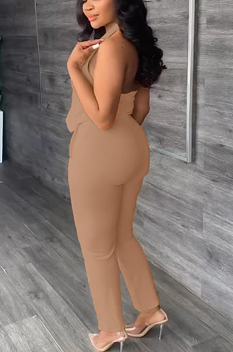 SUPER WHOLESALE | Open Back Button Up Vest Suit