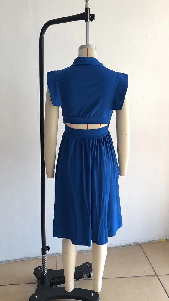 SUPER WHOLESALE | Shirt Collar A Line Skirt with Pleated Bottom