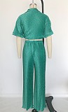 SUPER WHOLESALE | Pleated Fabric Blouse Top & Loose Straight Down Pants