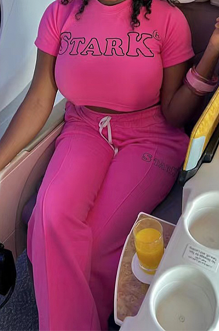 SUPER WHOLESALE | STARK Printed Jogging Suit in Rose Red