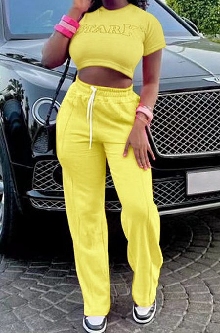 SUPER WHOLESALE | STARK Printed Jogging Suit in Yellow