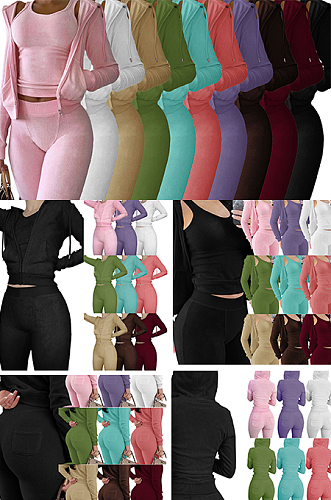 SUPER WHOLESALE | Hoodie Top &  Tanks & Jogger Pants Tracking Suit in 3 Pieces