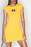 SUPER WHOLESALE | Embroidered Cap Sleeves Bodycon Dress in Yellow