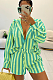 d8034 SUPER WHOLESALE | Two Tone Zebra Stripes Blouse Top & Short in Green