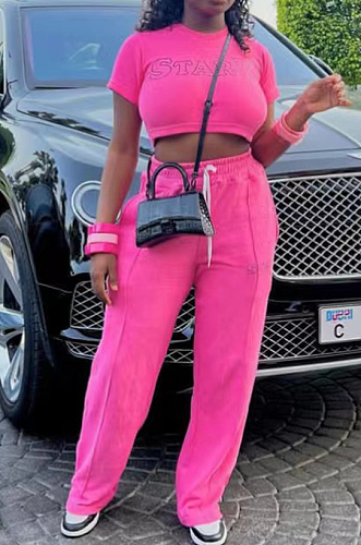 SUPER WHOLESALE | STARK Printed Jogging Suit in Rose Red