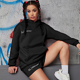 SUPER WHOLESALE | Hoodie Top & Shorts Set in Black