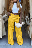 SUPER WHOLESALE | Button-lock Waist Loose Straight Down Pants in Solid