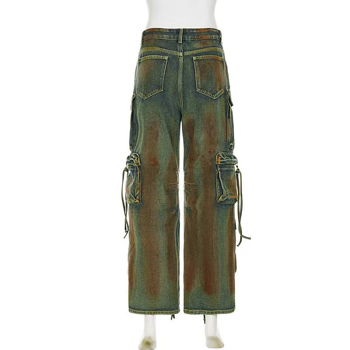 SUPER WHOLESALE | Aged Loose Cargo Pockets Jeans