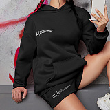 SUPER WHOLESALE | Hoodie Top & Shorts Set in Black