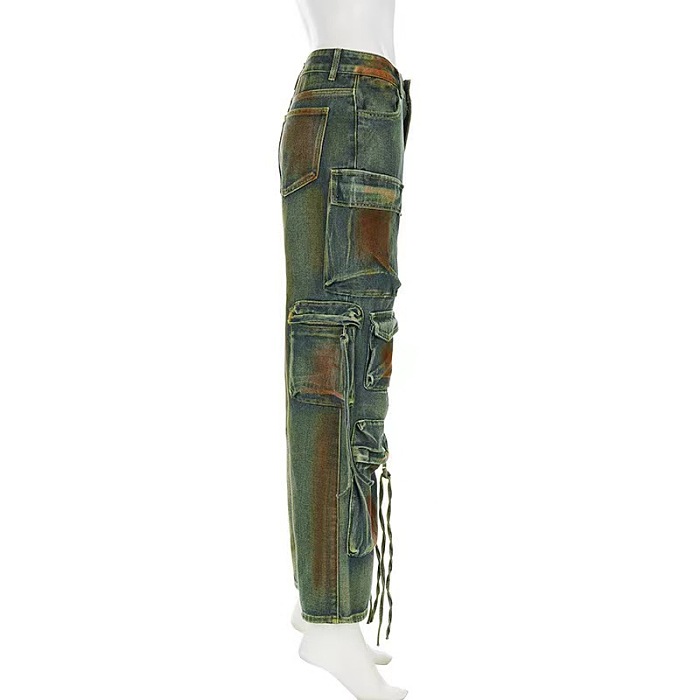 SUPER WHOLESALE | Aged Loose Cargo Pockets Jeans