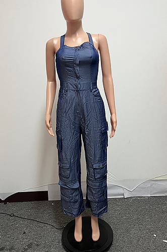 SUPER WHOLESALE | Denim Blue Cargo Overalls