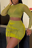 SUPER WHOLESALE |Chiffon Patchwork See-through Skirt Set