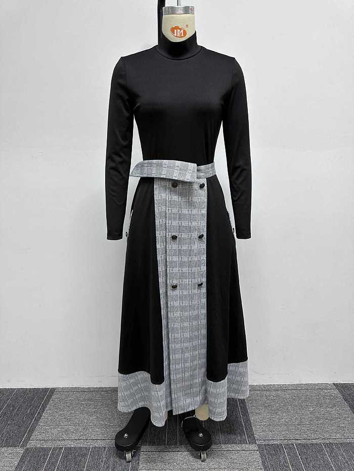 SUPER WHOLESALE | Tutle Neck Two Tones Button Up Skirt Set