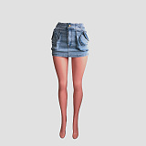 SUPER WHOLESALE | Denim Blue Cargo Skirt