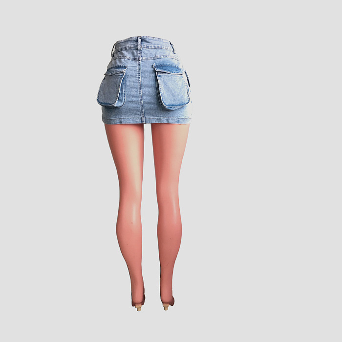 SUPER WHOLESALE | Denim Blue Cargo Skirt
