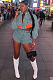 SUPER WHOLESALE | Denim Blue Button Up Jacket Top & Shorts with Side Chain Deco