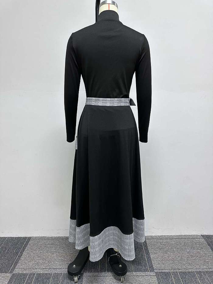 SUPER WHOLESALE | Tutle Neck Two Tones Button Up Skirt Set