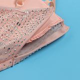 SUPER WHOLESALE | Rhinestone Deco Wave Bottom Maxi Dress in Pink