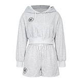 SUPER WHOLESALE | Hoodie Top & Shorts Set in Grey