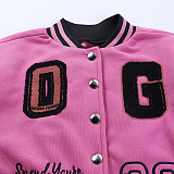 SUPER WHOLESALE | Embroidered  Two Tones Button Up Baseball Jacket