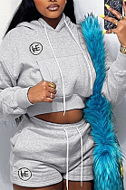 SUPER WHOLESALE | Hoodie Top & Shorts Set in Grey