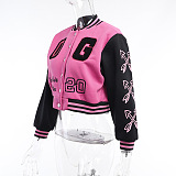 SUPER WHOLESALE | Embroidered  Two Tones Button Up Baseball Jacket