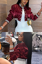 SUPER WHOLESALE | Wine Red Baseball Jacket