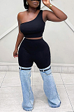 SUPER WHOLESALE | Two Tones Pactchwork Flare Bottom Pants