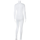 SUPER WHOLESALE | Turtle Neck Long Sleeve Jumpsuit in White