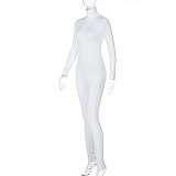 SUPER WHOLESALE | Turtle Neck Long Sleeve Jumpsuit in White