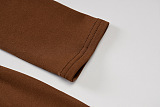 SUPER WHOLESALE | Turtle Neck Long Sleeve Jumpsuit in Coffee
