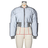 SUPER WHOLESALE | Puffy Sock Cuff Zip Up Jacket in Grey