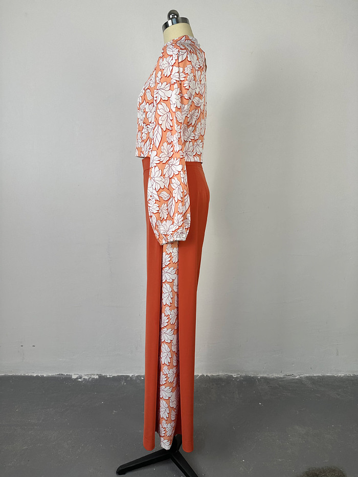 SUPER WHOLESALE | Flower Printed  Split Sleeve Top & Loose Pants