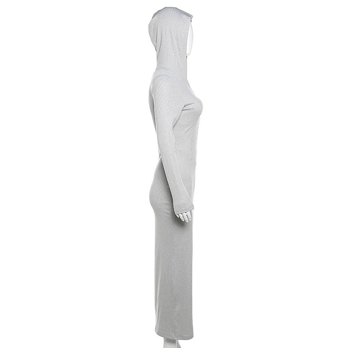 SUPER WHOLESALE | Pit Material Hoodie Zip Up Dress