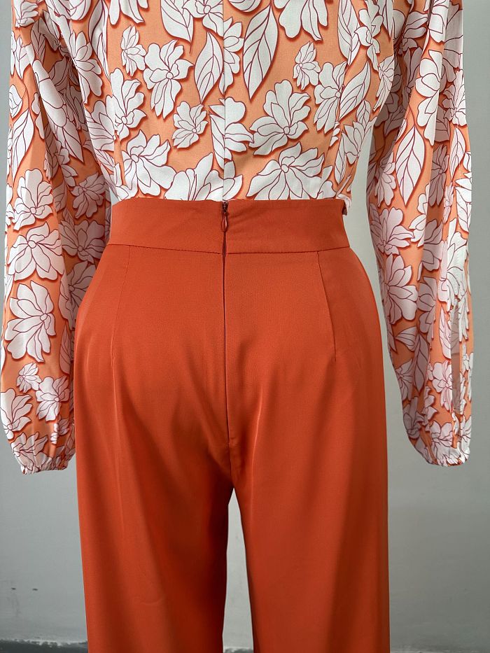 SUPER WHOLESALE | Flower Printed  Split Sleeve Top & Loose Pants