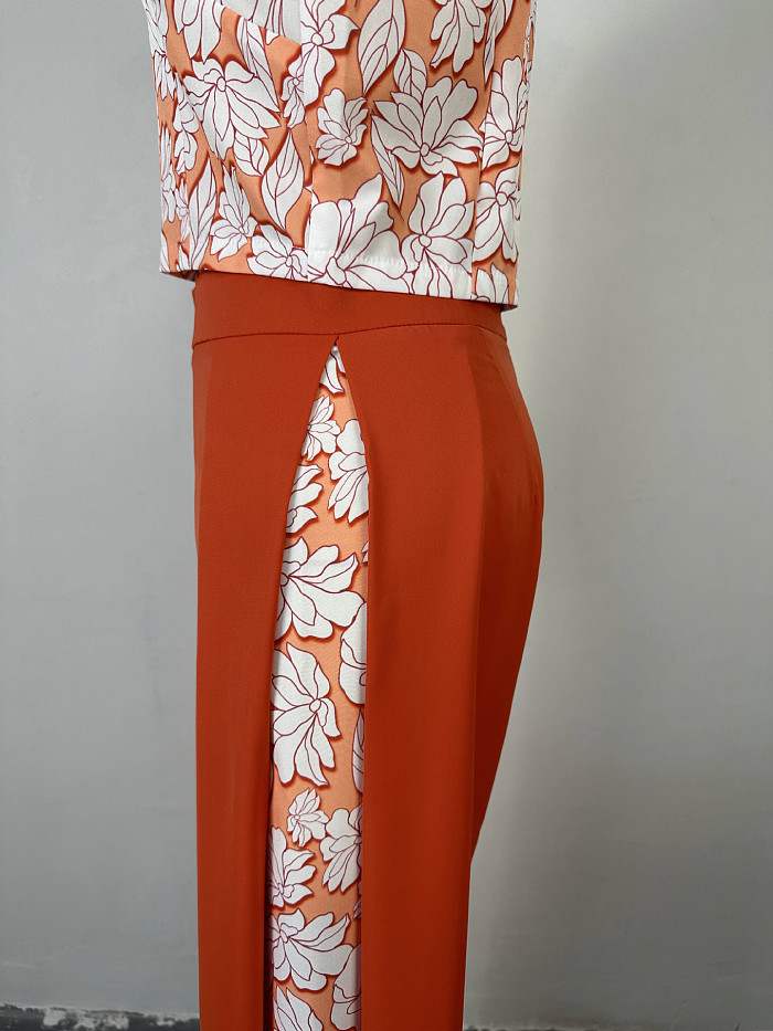 SUPER WHOLESALE | Flower Printed  Split Sleeve Top & Loose Pants