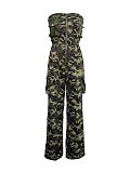 SUPER WHOLESALE | Camo Waist Drawstring Jumpsuit