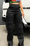 SUPER WHOLESALE | Elastic Fabric Cargo Pants in Black