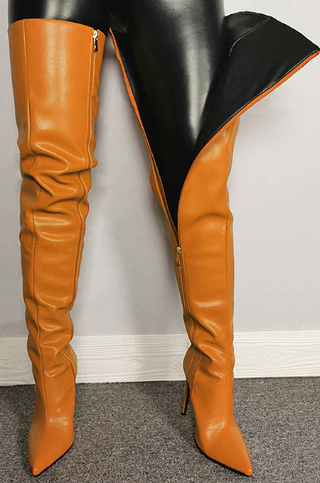 WHOLESALE | Elastic Pu Material Knee High Boots.