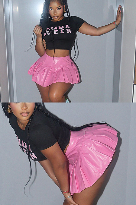 SUPER WHOLESALE | Pu Pleated Skirt