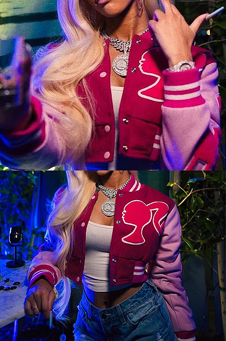 WHOLESALE | Printed Button Up Baseball Jacket