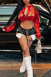 SUPER WHOLESALE | Crop Printed Button Up Baseball Jacket