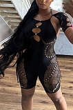 SUPER WHOLESALE | Elasctic Cut Out Sexy Lace Patchwork Back Tied Romper